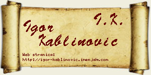 Igor Kablinović vizit kartica